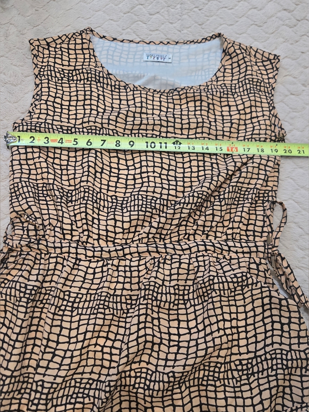 Funky People Vintage Tan and Black Sleeveless Dress, Size Medium - Picture 3 of 8